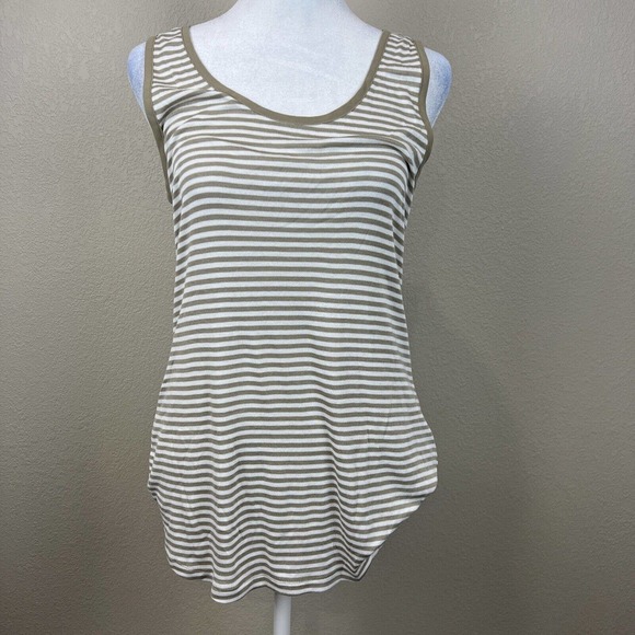 Banana Republic Tank‎ Women Small Green White Stripe Long - Picture 1 of 14